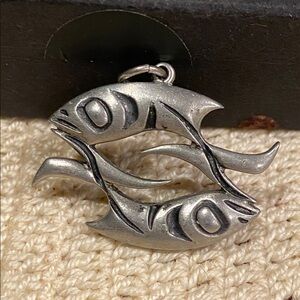 Frederick Silver Tone Pewter Salmon Fish Pendant